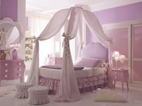 欧式风格女孩卧室床缦装修效果图片