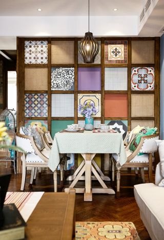 混搭风格设计餐厅背景墙立面装修效果图片