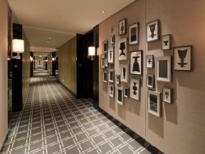 宾馆走廊效果图 装修照片墙效果图