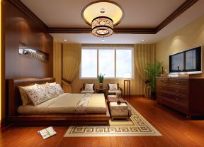 新中式别墅设计 卧室窗帘装修效果图