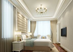 2023欧式时尚家居卧室白色窗帘装修效果图片