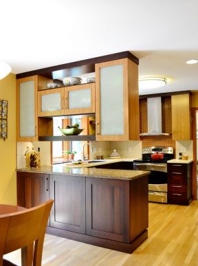 开放式厨房隔断设计图 简约美式风格效果图