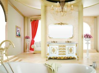 欧式小复式设计浴室柜装修效果图片