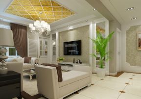 走廊和客厅吊顶 欧式小户型装修图