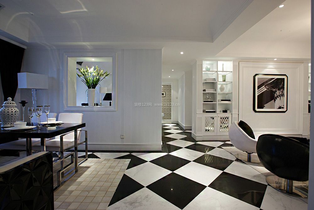 120平米房屋现代时尚风格设计图黑白为主