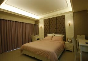 宾馆客房装修效果图 褐色窗帘装修效果图片