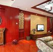 新中式别墅客厅电视背景墙壁纸装修效果图