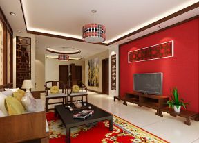 新中式客厅装修效果图片 电视墙装潢效果图