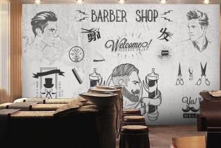 美发店面创意背景墙设计装修效果图