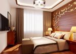 中式小公寓床背景墙装饰效果图