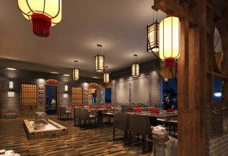 简单中式风格特色小餐馆装修效果图