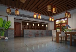 简单中式风格小餐馆装修效果图