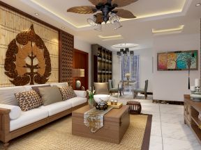 东南亚风格装修效果图 沙发背景墙装修效果图片
