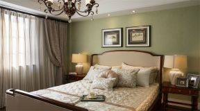 美式卧室绿色墙面装修效果图片