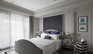 新古典风格卧室黑白窗帘装修效果图片