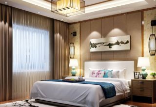 中式温馨女生卧室设计壁灯装修效果图片