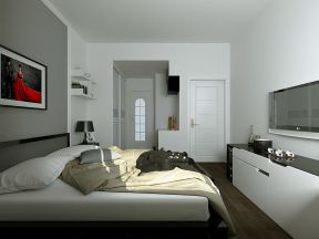 现代卧室橡木地板装修效果图片