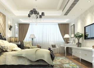 2023欧式现代别墅卧室窗帘装修效果图