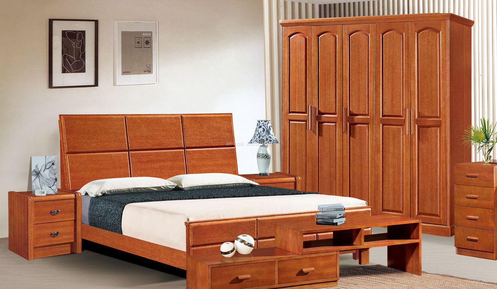 现代卧室装修实木家具效果图