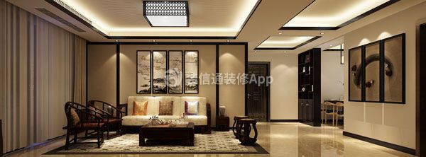 中式沙发背景墙装修效果图 2020中式沙发背景墙设计效果图 