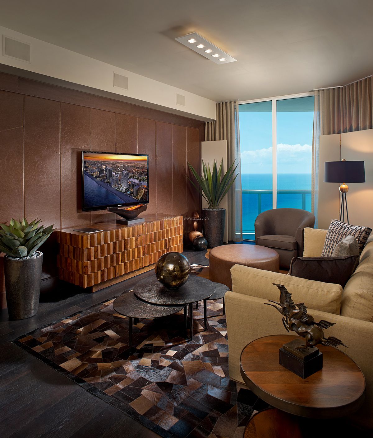 单身公寓设计效果图 美式客厅装修效果图大全2020图