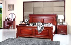 实木家具卧室效果图 红木家具装修效果图片