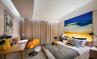 现代风格现代卧室床头背景墙图片
