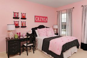 女生卧室装修效果图 粉色墙面装修效果图片