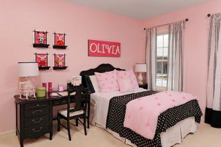 1017女生卧室粉色墙面装修效果图片