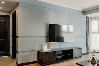 两室两厅现代风格客厅简约电视墙装修效果图片