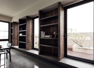 两室两厅现代风格房屋室内书柜设计效果图