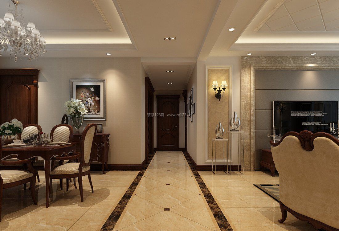 大户型室内设计欧式走廊效果图