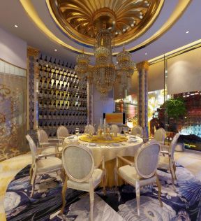 豪华欧式餐厅 室内装饰设计效果图