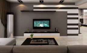 现代简约客厅电视背景墙 黑白风格装修效果图