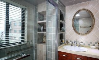 美式乡村风格样板房浴室装修效果图集