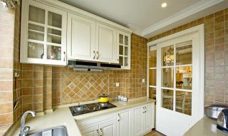 美式乡村风格样板房厨房瓷砖装修效果图片