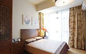 新中式风格装修设计 卧室窗帘图片