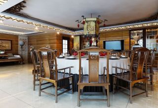 中式传统装修会所饭店中式餐桌效果图片