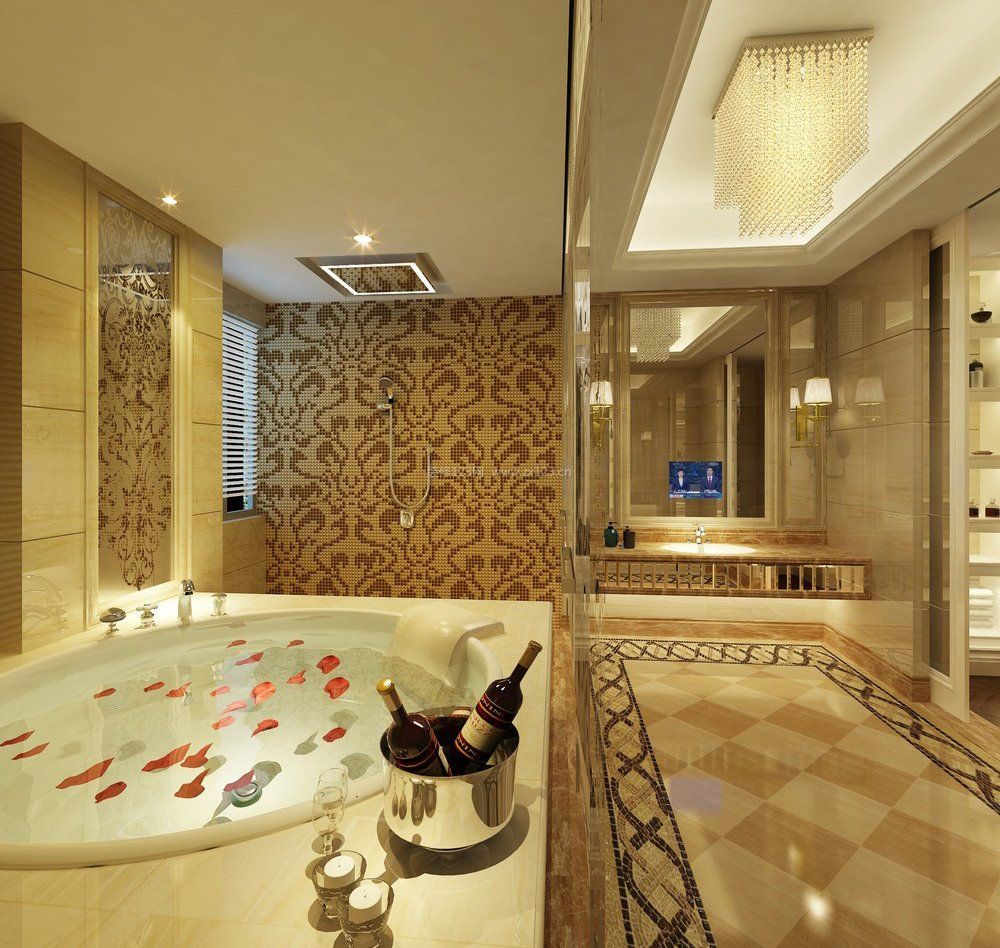 欧式浴室拼花地砖装修效果图片