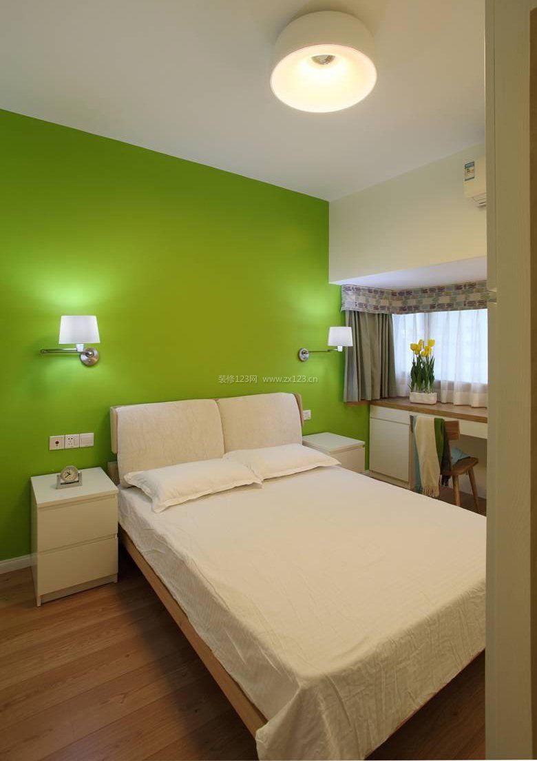 宜家家居卧室设计绿色墙面装修效果图片