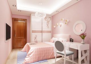 2023家居装修卧室粉色墙面装修效果图片