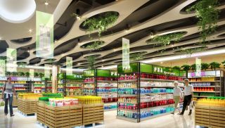 现代简约风格超市货架装修设计效果图