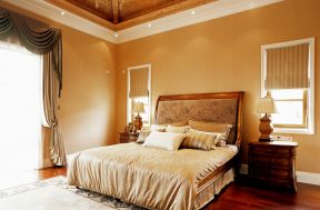 欧式大卧室 纯色壁纸装修效果图片
