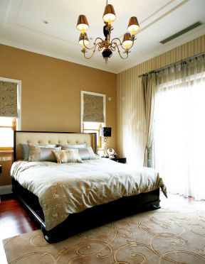 欧式大卧室纯色壁纸装修效果图片