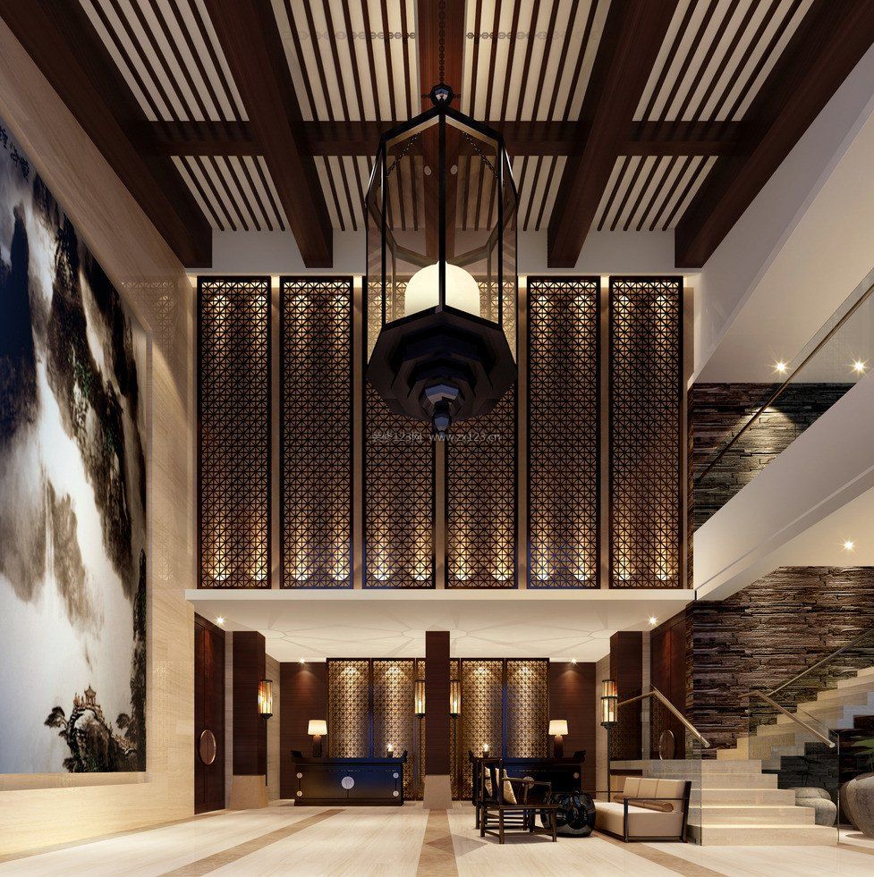 中式酒店设计元素吊顶装修效果图片