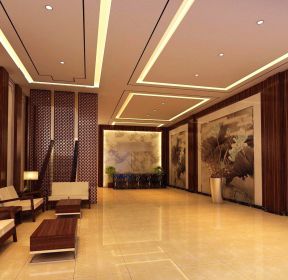 中式小型酒店设计元素大厅走廊装修效果图-每日推荐