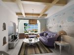 70平米小户型地中海风格客厅沙发背景墙装修效果图片