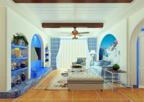地中海客厅设计 80平米新房装修图片