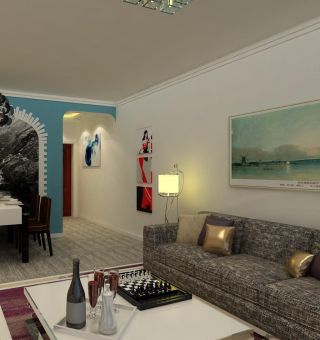 地中海客厅设计简约沙发背景墙
