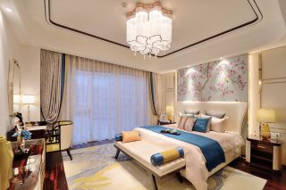 中式女生卧室布置吸顶灯装修效果图片